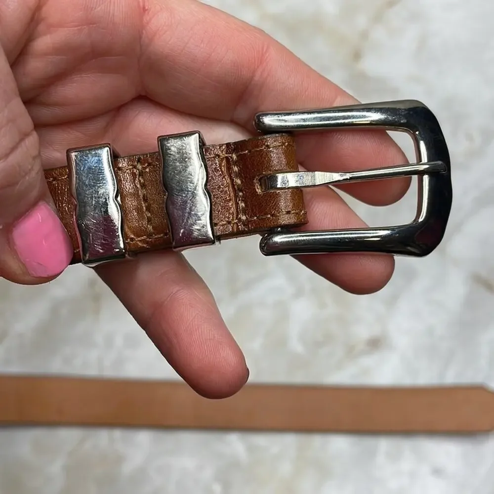 Western cowgirl style crocodile grain leather belt